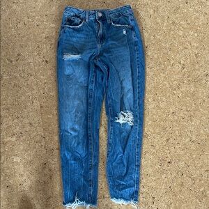 Garage Blue Distressed Straight-Leg Women’s Jeans